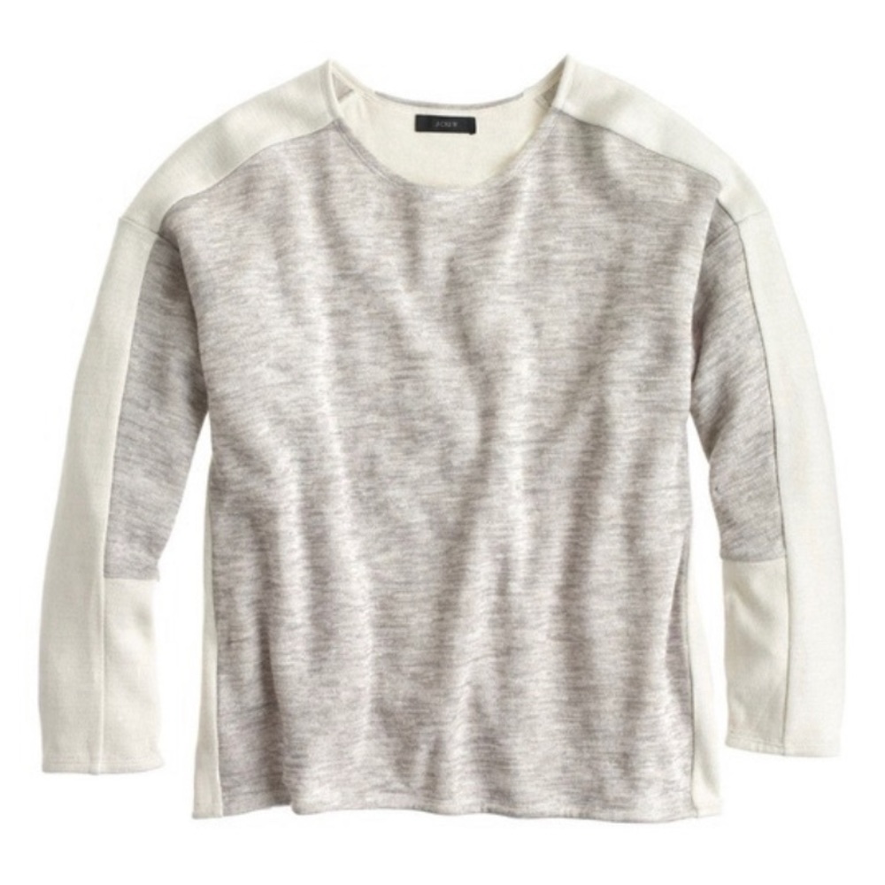 J. Crew Jaspe Neutral Colorblock Wool Blend Sweater